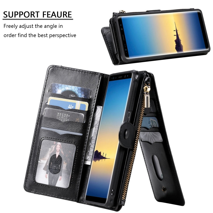 For Galaxy Note 8 Multifunctional Retro Detachable Magnetic Horizontal Flip Leather Case with Card Slots & Holder & Wallet & Photo Frame
