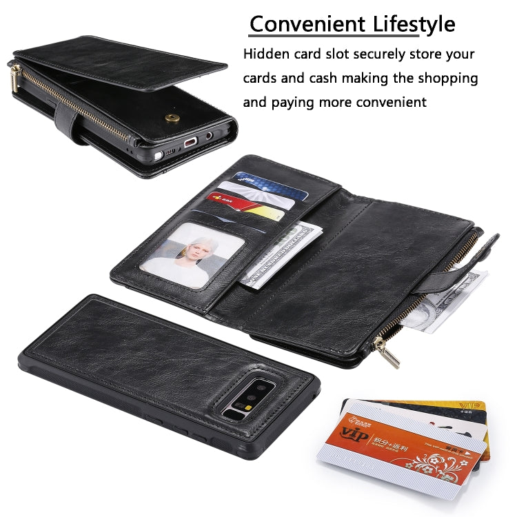 For Galaxy Note 8 Multifunctional Retro Detachable Magnetic Horizontal Flip Leather Case with Card Slots & Holder & Wallet & Photo Frame