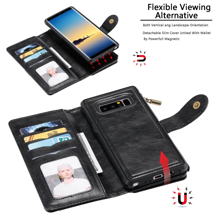 For Galaxy Note 8 Multifunctional Retro Detachable Magnetic Horizontal Flip Leather Case with Card Slots & Holder & Wallet & Photo Frame