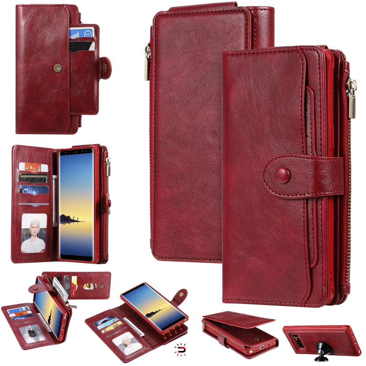 For Galaxy Note 8 Multifunctional Retro Detachable Magnetic Horizontal Flip Leather Case with Card Slots & Holder & Wallet & Photo Frame