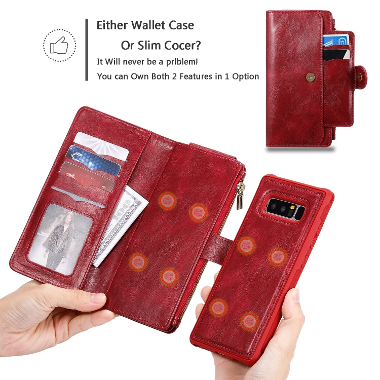 For Galaxy Note 8 Multifunctional Retro Detachable Magnetic Horizontal Flip Leather Case with Card Slots & Holder & Wallet & Photo Frame