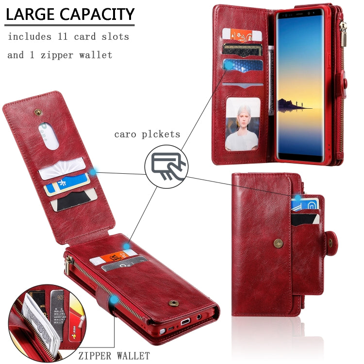 For Galaxy Note 8 Multifunctional Retro Detachable Magnetic Horizontal Flip Leather Case with Card Slots & Holder & Wallet & Photo Frame