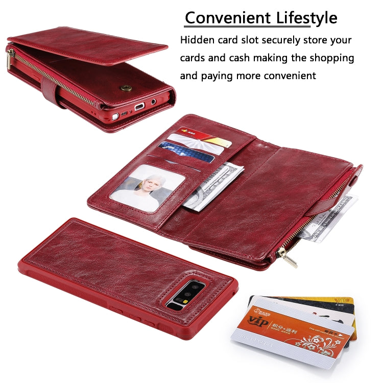 For Galaxy Note 8 Multifunctional Retro Detachable Magnetic Horizontal Flip Leather Case with Card Slots & Holder & Wallet & Photo Frame