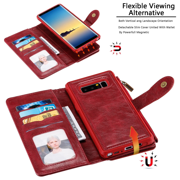 For Galaxy Note 8 Multifunctional Retro Detachable Magnetic Horizontal Flip Leather Case with Card Slots & Holder & Wallet & Photo Frame