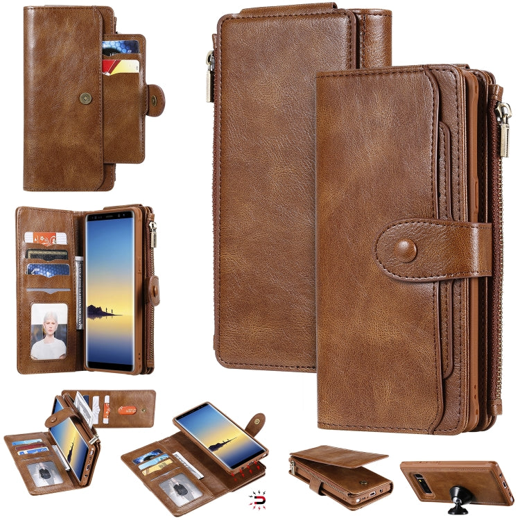 For Galaxy Note 8 Multifunctional Retro Detachable Magnetic Horizontal Flip Leather Case with Card Slots & Holder & Wallet & Photo Frame