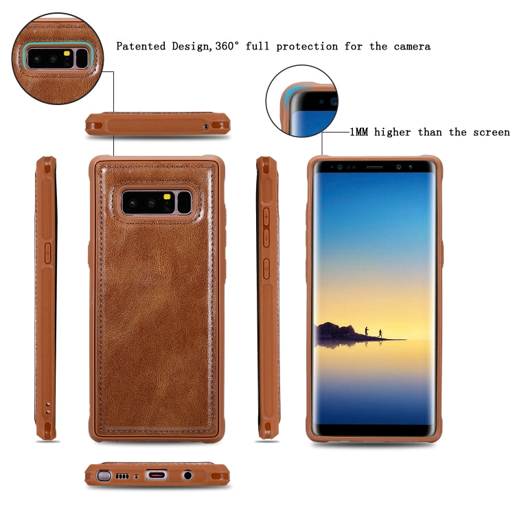 For Galaxy Note 8 Multifunctional Retro Detachable Magnetic Horizontal Flip Leather Case with Card Slots & Holder & Wallet & Photo Frame
