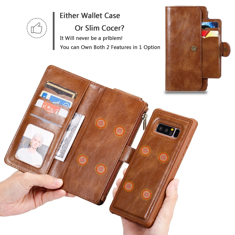 For Galaxy Note 8 Multifunctional Retro Detachable Magnetic Horizontal Flip Leather Case with Card Slots & Holder & Wallet & Photo Frame