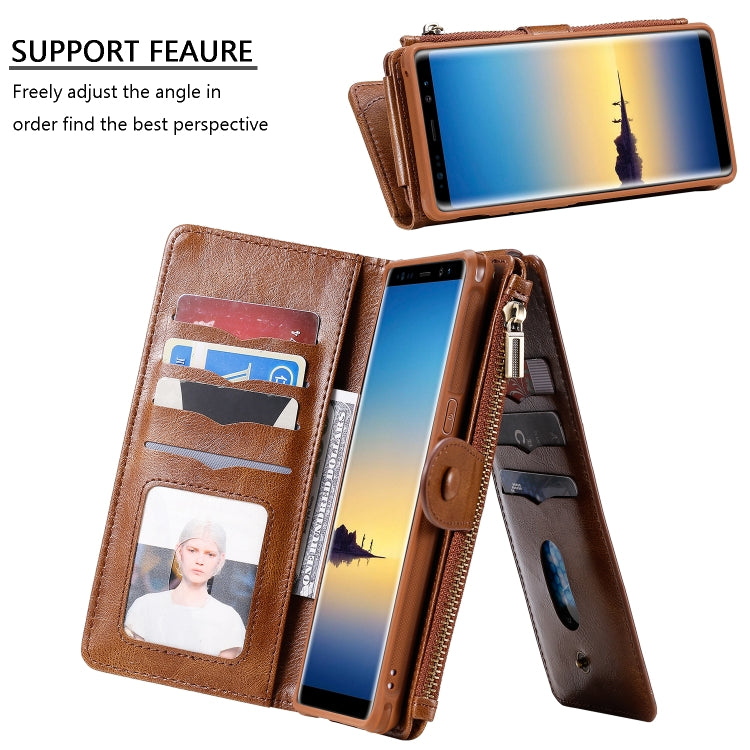 For Galaxy Note 8 Multifunctional Retro Detachable Magnetic Horizontal Flip Leather Case with Card Slots & Holder & Wallet & Photo Frame
