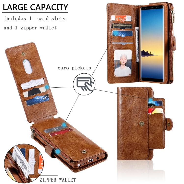 For Galaxy Note 8 Multifunctional Retro Detachable Magnetic Horizontal Flip Leather Case with Card Slots & Holder & Wallet & Photo Frame