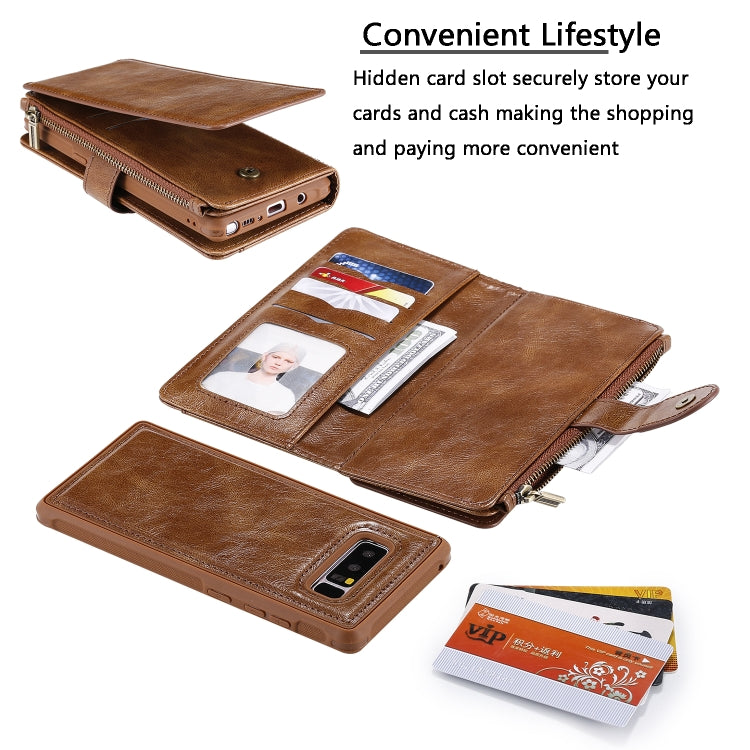 For Galaxy Note 8 Multifunctional Retro Detachable Magnetic Horizontal Flip Leather Case with Card Slots & Holder & Wallet & Photo Frame