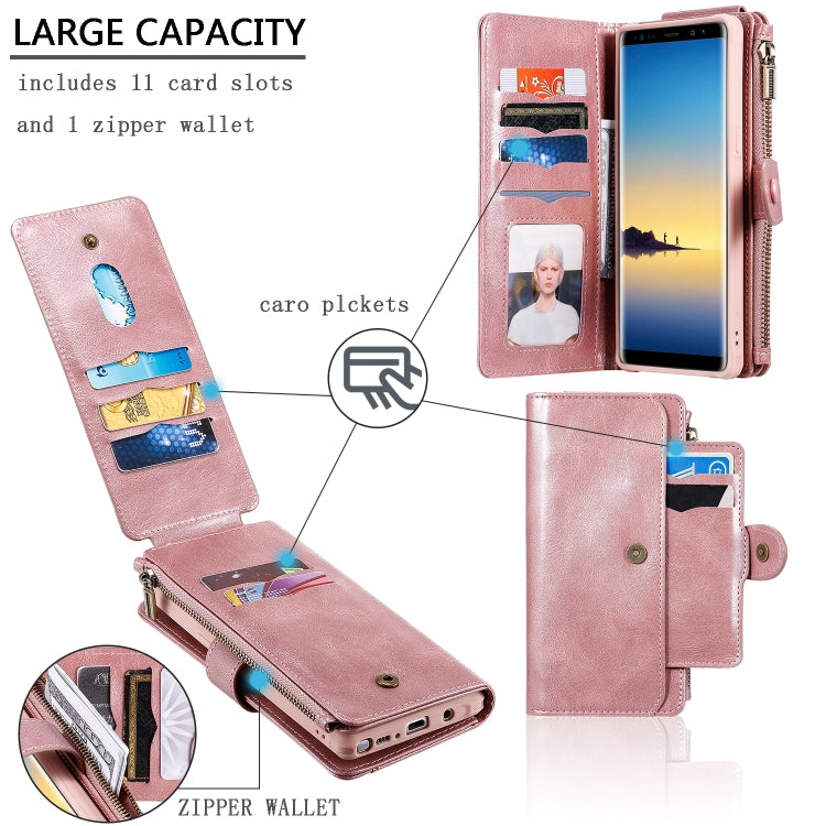 For Galaxy Note 8 Multifunctional Retro Detachable Magnetic Horizontal Flip Leather Case with Card Slots & Holder & Wallet & Photo Frame