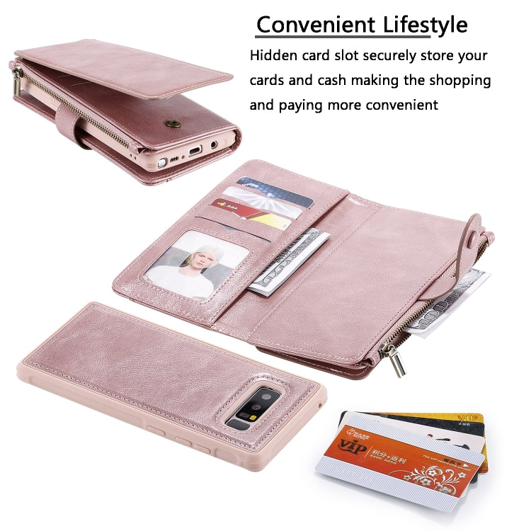 For Galaxy Note 8 Multifunctional Retro Detachable Magnetic Horizontal Flip Leather Case with Card Slots & Holder & Wallet & Photo Frame