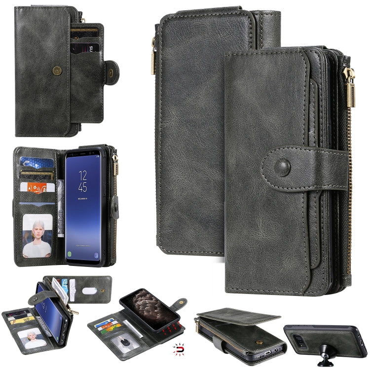 For Galaxy S8 Multifunctional Retro Detachable Magnetic Horizontal Flip Leather Case with Card Slots & Holder & Wallet & Photo Frame