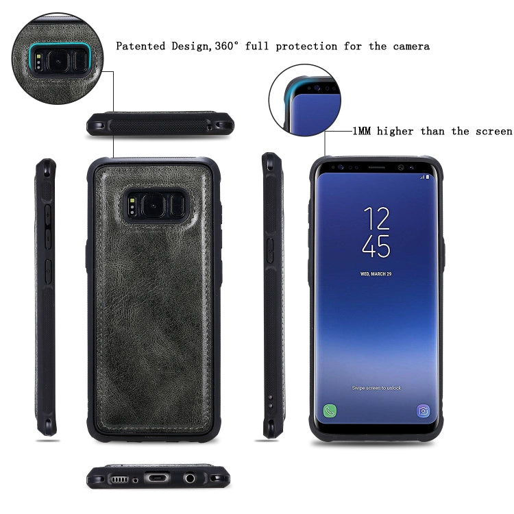 For Galaxy S8 Multifunctional Retro Detachable Magnetic Horizontal Flip Leather Case with Card Slots & Holder & Wallet & Photo Frame