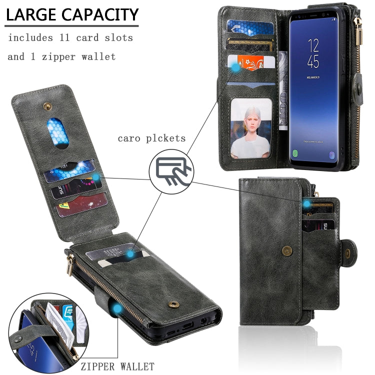 For Galaxy S8 Multifunctional Retro Detachable Magnetic Horizontal Flip Leather Case with Card Slots & Holder & Wallet & Photo Frame