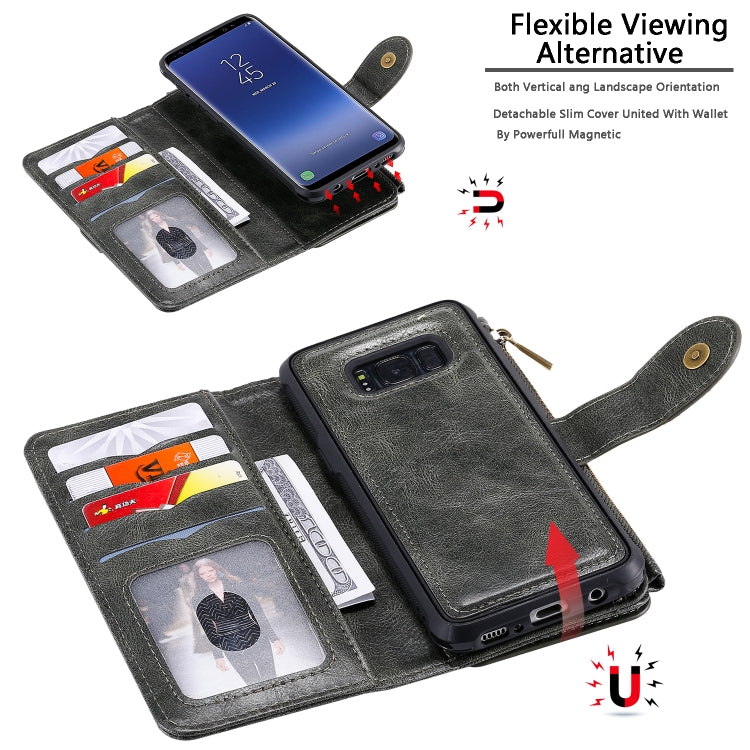 For Galaxy S8 Multifunctional Retro Detachable Magnetic Horizontal Flip Leather Case with Card Slots & Holder & Wallet & Photo Frame