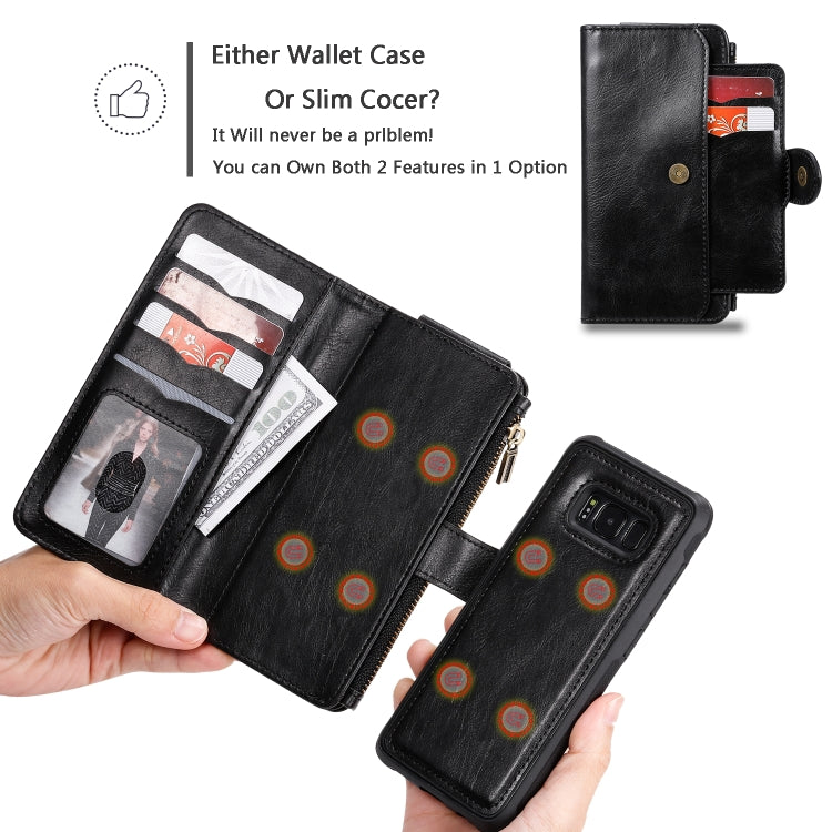 For Galaxy S8 Multifunctional Retro Detachable Magnetic Horizontal Flip Leather Case with Card Slots & Holder & Wallet & Photo Frame