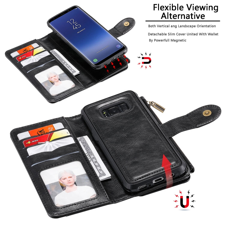 For Galaxy S8 Multifunctional Retro Detachable Magnetic Horizontal Flip Leather Case with Card Slots & Holder & Wallet & Photo Frame