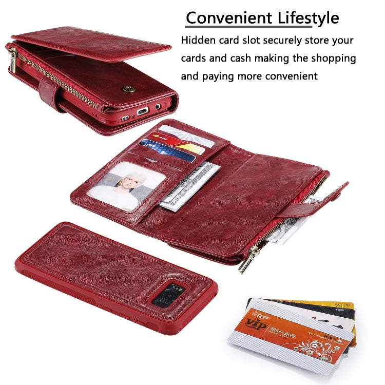For Galaxy S8 Multifunctional Retro Detachable Magnetic Horizontal Flip Leather Case with Card Slots & Holder & Wallet & Photo Frame