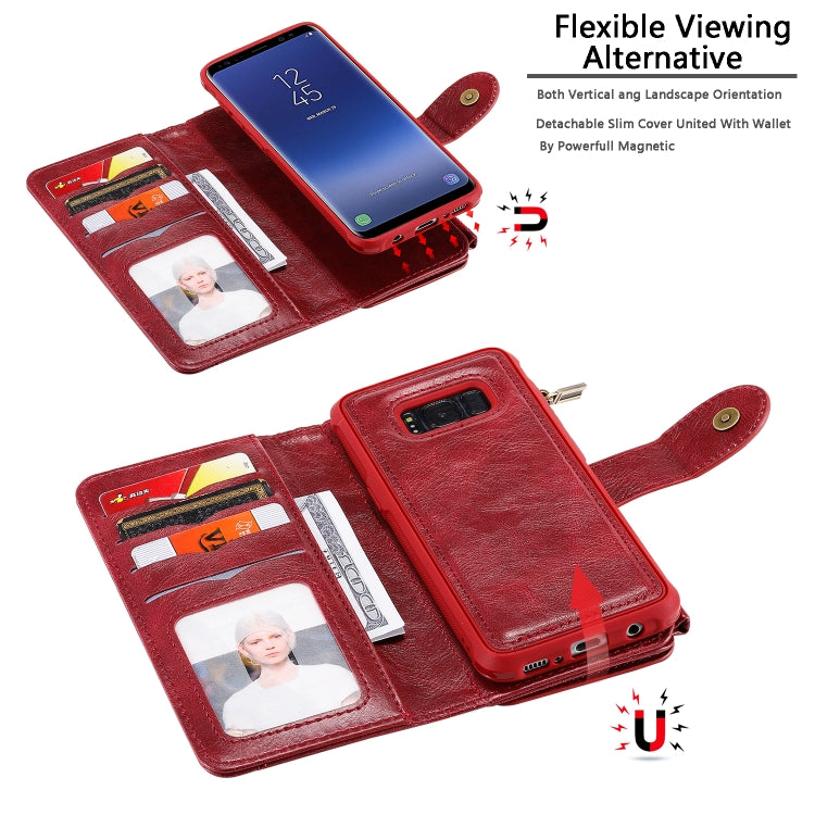 For Galaxy S8 Multifunctional Retro Detachable Magnetic Horizontal Flip Leather Case with Card Slots & Holder & Wallet & Photo Frame