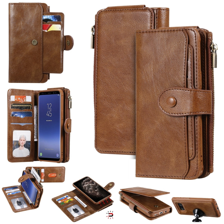For Galaxy S8 Multifunctional Retro Detachable Magnetic Horizontal Flip Leather Case with Card Slots & Holder & Wallet & Photo Frame