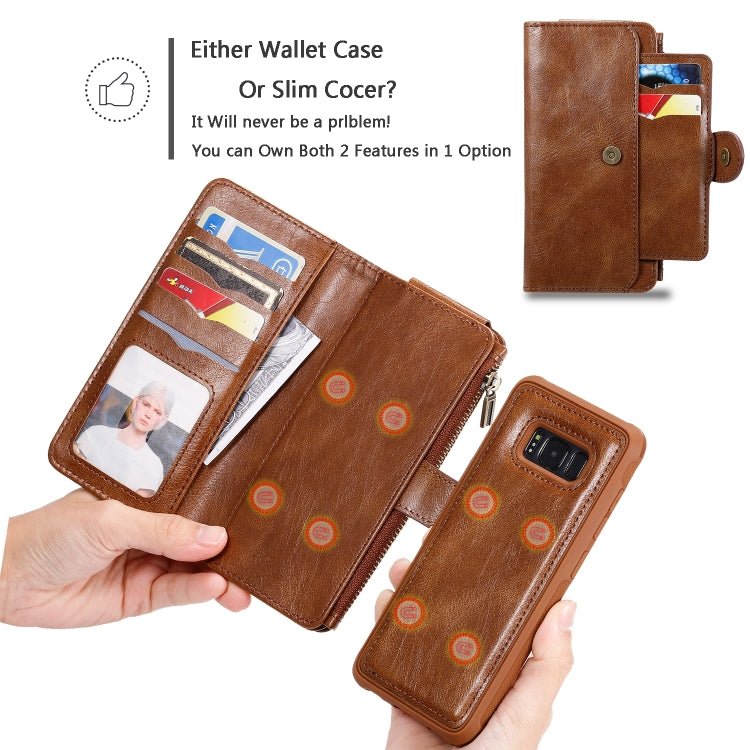 For Galaxy S8 Multifunctional Retro Detachable Magnetic Horizontal Flip Leather Case with Card Slots & Holder & Wallet & Photo Frame