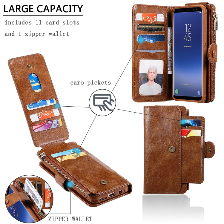 For Galaxy S8 Multifunctional Retro Detachable Magnetic Horizontal Flip Leather Case with Card Slots & Holder & Wallet & Photo Frame