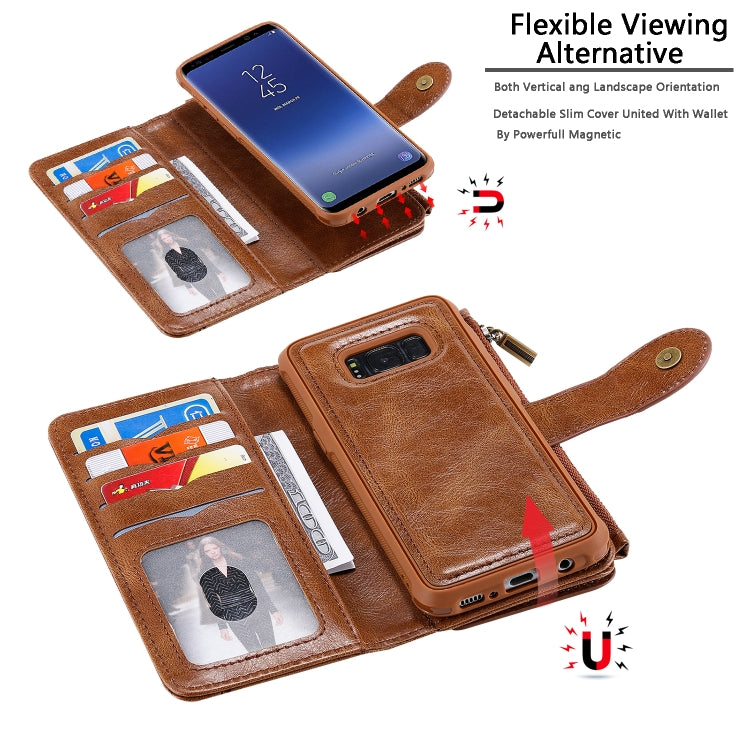For Galaxy S8 Multifunctional Retro Detachable Magnetic Horizontal Flip Leather Case with Card Slots & Holder & Wallet & Photo Frame