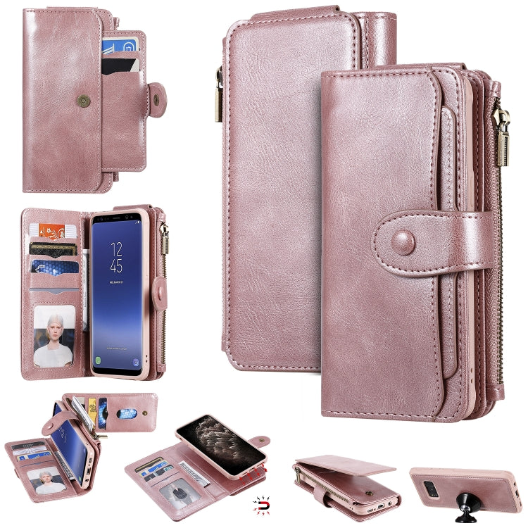 For Galaxy S8 Multifunctional Retro Detachable Magnetic Horizontal Flip Leather Case with Card Slots & Holder & Wallet & Photo Frame