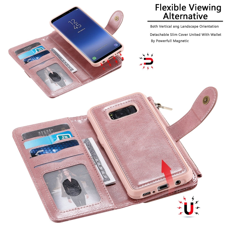 For Galaxy S8 Multifunctional Retro Detachable Magnetic Horizontal Flip Leather Case with Card Slots & Holder & Wallet & Photo Frame