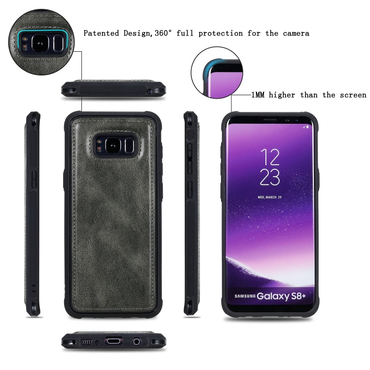 For Galaxy S8+ Multifunctional Retro Detachable Magnetic Horizontal Flip Leather Case with Card Slots & Holder & Wallet & Photo Frame