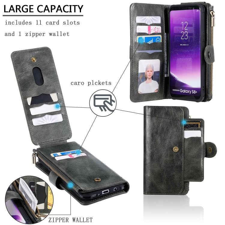 For Galaxy S8+ Multifunctional Retro Detachable Magnetic Horizontal Flip Leather Case with Card Slots & Holder & Wallet & Photo Frame