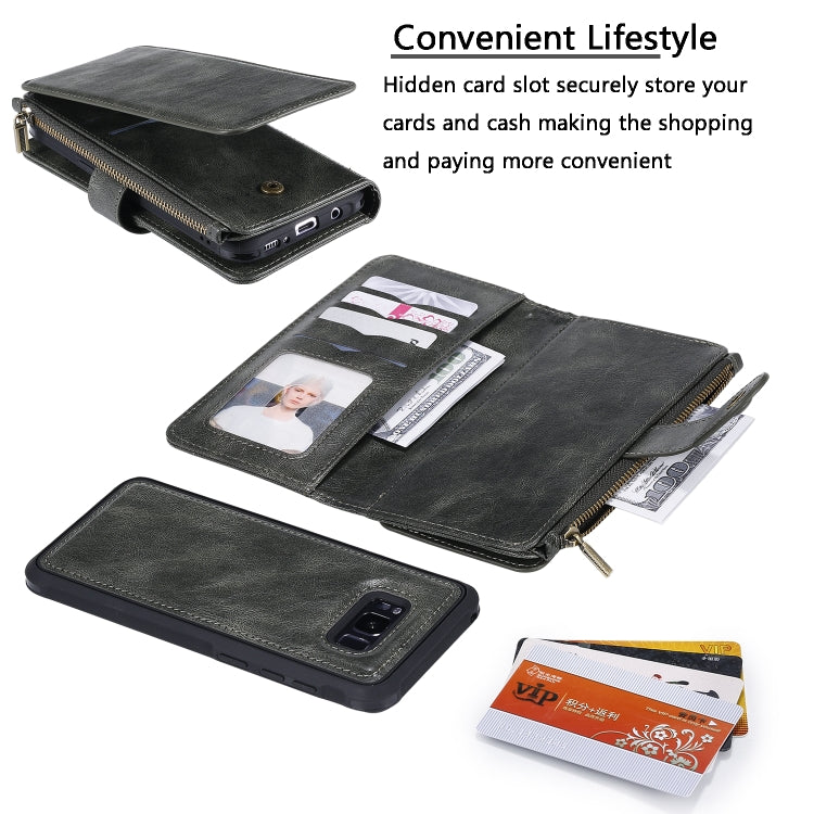 For Galaxy S8+ Multifunctional Retro Detachable Magnetic Horizontal Flip Leather Case with Card Slots & Holder & Wallet & Photo Frame