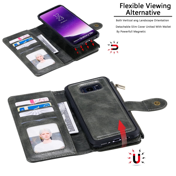 For Galaxy S8+ Multifunctional Retro Detachable Magnetic Horizontal Flip Leather Case with Card Slots & Holder & Wallet & Photo Frame
