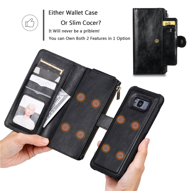 For Galaxy S8+ Multifunctional Retro Detachable Magnetic Horizontal Flip Leather Case with Card Slots & Holder & Wallet & Photo Frame