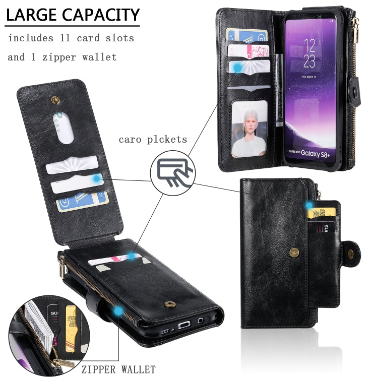 For Galaxy S8+ Multifunctional Retro Detachable Magnetic Horizontal Flip Leather Case with Card Slots & Holder & Wallet & Photo Frame