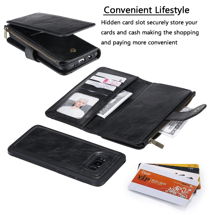 For Galaxy S8+ Multifunctional Retro Detachable Magnetic Horizontal Flip Leather Case with Card Slots & Holder & Wallet & Photo Frame