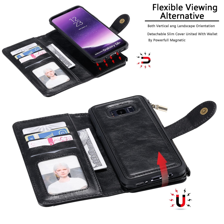 For Galaxy S8+ Multifunctional Retro Detachable Magnetic Horizontal Flip Leather Case with Card Slots & Holder & Wallet & Photo Frame