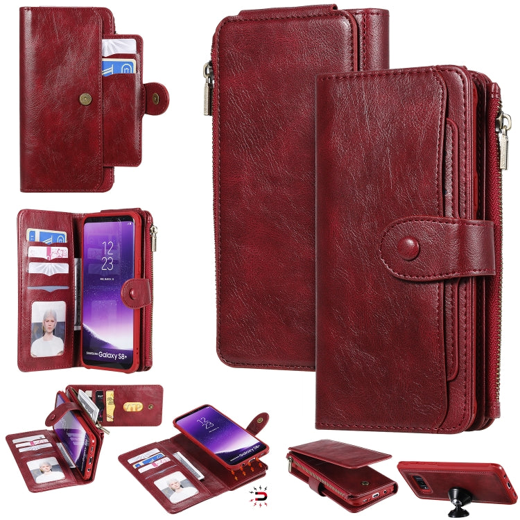 For Galaxy S8+ Multifunctional Retro Detachable Magnetic Horizontal Flip Leather Case with Card Slots & Holder & Wallet & Photo Frame