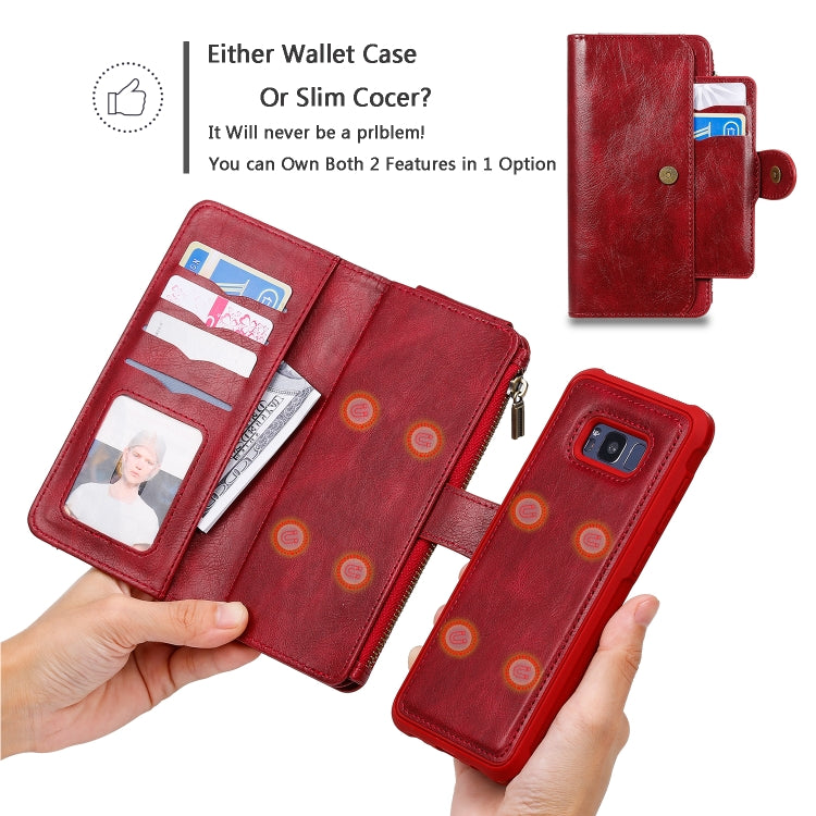 For Galaxy S8+ Multifunctional Retro Detachable Magnetic Horizontal Flip Leather Case with Card Slots & Holder & Wallet & Photo Frame