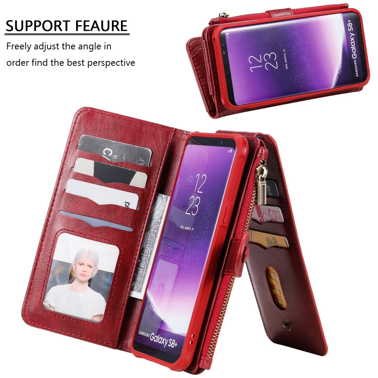 For Galaxy S8+ Multifunctional Retro Detachable Magnetic Horizontal Flip Leather Case with Card Slots & Holder & Wallet & Photo Frame