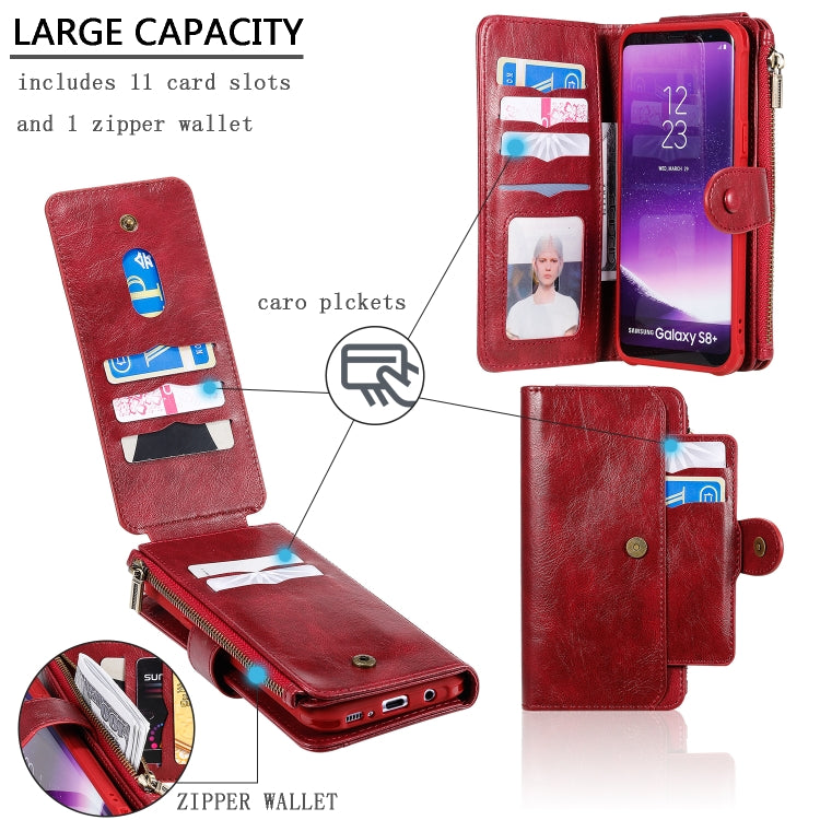 For Galaxy S8+ Multifunctional Retro Detachable Magnetic Horizontal Flip Leather Case with Card Slots & Holder & Wallet & Photo Frame