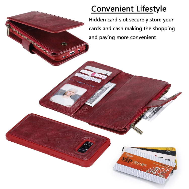 For Galaxy S8+ Multifunctional Retro Detachable Magnetic Horizontal Flip Leather Case with Card Slots & Holder & Wallet & Photo Frame