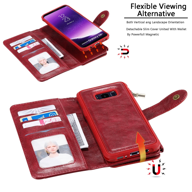 For Galaxy S8+ Multifunctional Retro Detachable Magnetic Horizontal Flip Leather Case with Card Slots & Holder & Wallet & Photo Frame