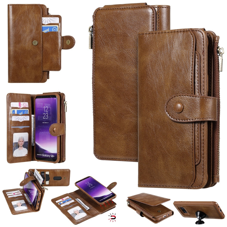 For Galaxy S8+ Multifunctional Retro Detachable Magnetic Horizontal Flip Leather Case with Card Slots & Holder & Wallet & Photo Frame