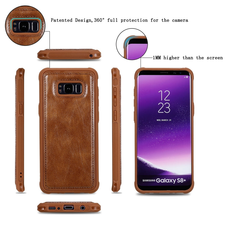 For Galaxy S8+ Multifunctional Retro Detachable Magnetic Horizontal Flip Leather Case with Card Slots & Holder & Wallet & Photo Frame