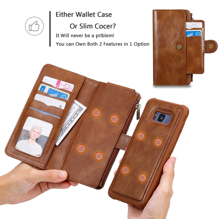 For Galaxy S8+ Multifunctional Retro Detachable Magnetic Horizontal Flip Leather Case with Card Slots & Holder & Wallet & Photo Frame