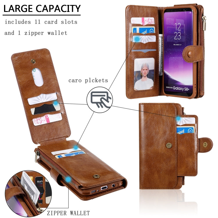 For Galaxy S8+ Multifunctional Retro Detachable Magnetic Horizontal Flip Leather Case with Card Slots & Holder & Wallet & Photo Frame
