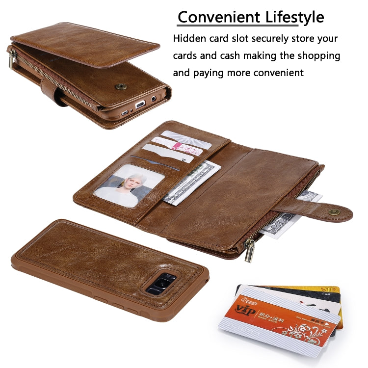 For Galaxy S8+ Multifunctional Retro Detachable Magnetic Horizontal Flip Leather Case with Card Slots & Holder & Wallet & Photo Frame