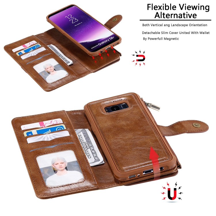 For Galaxy S8+ Multifunctional Retro Detachable Magnetic Horizontal Flip Leather Case with Card Slots & Holder & Wallet & Photo Frame
